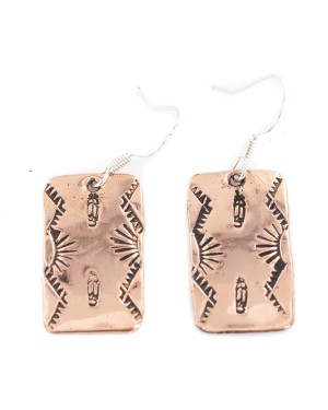 Handmade Feather Certified Authentic Pure Copper Navajo Native American Dangle Earrings 18170-1 Handmade Feather Certified Authentic Pure Copper Navajo Native American Dangle Earrings 18170-1