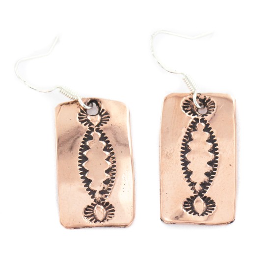 Handmade Navajo Certified Authentic Pure Copper Dangle Native American Earrings 18165