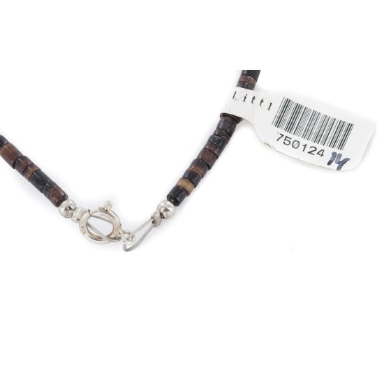 Certified Authentic Navajo .925 Sterling Silver Natural Turquoise Native American Necklace 750124-14