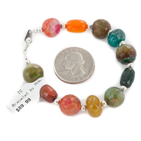 Navajo .925 Sterling Silver Certified Authentic Quartz and Agate Native American Bracelet 13052-1 Navajo .925 Sterling Silver Certified Authentic Quartz and Agate Native American Bracelet 13052-1