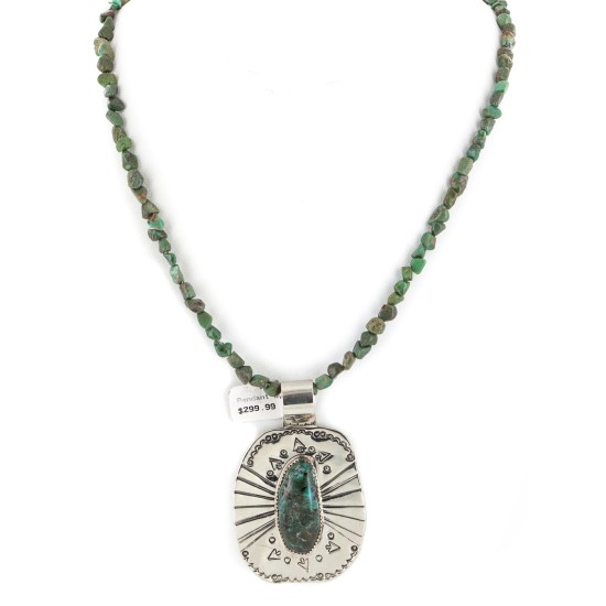 Arrows Certified Authentic Nickel .925 Sterling Silver Handmade Navajo Turquoise Native American Necklace 12812-5-16029-14