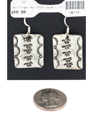 Horses Handmade Certified Authentic Nickel Navajo Native American Dangle Earrings 18172