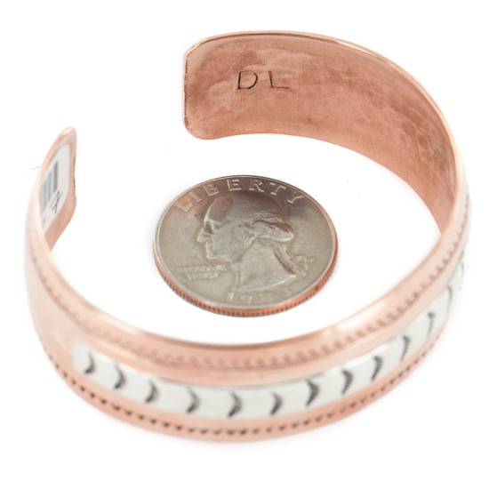 Navajo .925 Sterling Silver Handmade Certified Authentic Native American Pure Copper Bracelet 13055-7