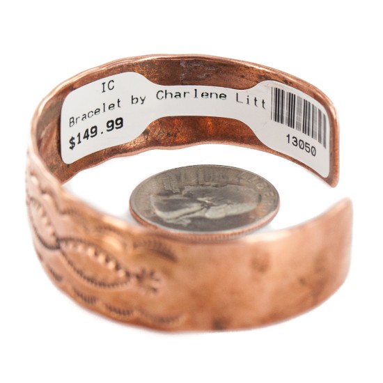 Navajo Handmade Certified Authentic Native American Pure Copper Bracelet 13050