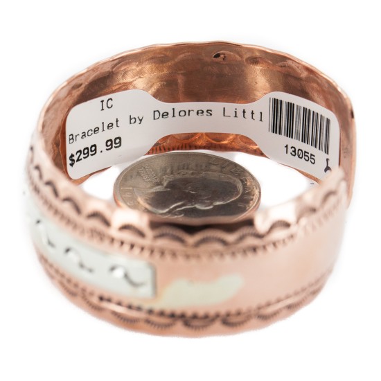 Navajo .925 Sterling Silver Certified Authentic Handmade Native American Pure Copper Bracelet 13055-5