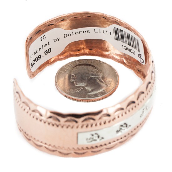 Navajo .925 Sterling Silver Certified Authentic Horse Handmade Native American Pure Copper Bracelet 13055-8
