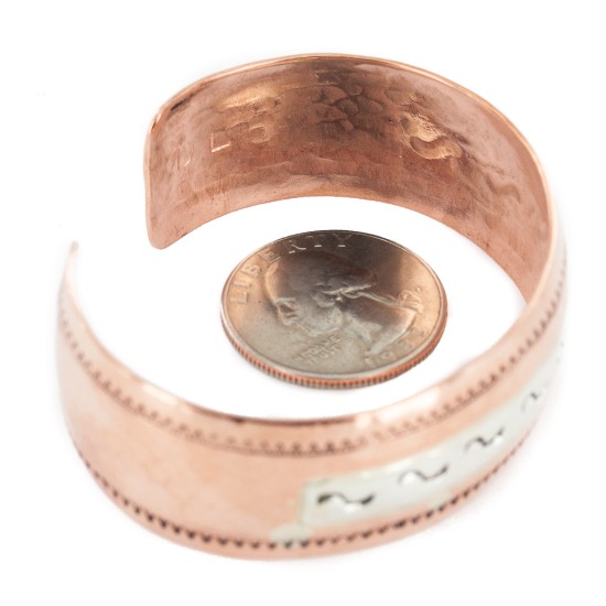 .925 Sterling Silver Certified Authentic Navajo Handmade Native American Pure Copper Bracelet 13055-4
