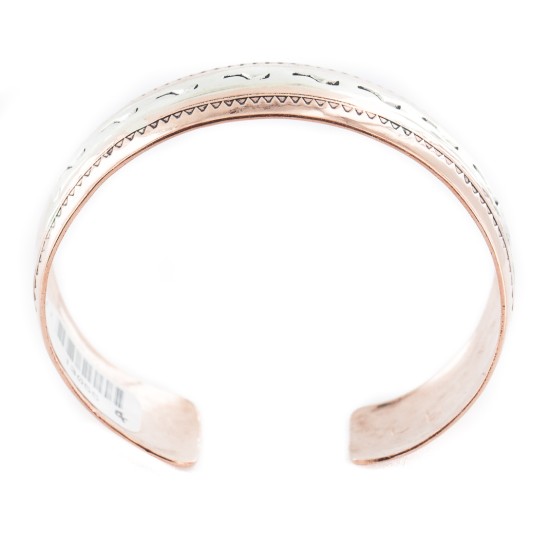 .925 Sterling Silver Certified Authentic Navajo Handmade Native American Pure Copper Bracelet 13055-4