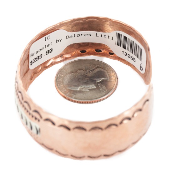 Navajo .925 Sterling Silver Hammered Certified Authentic Handmade Native American Pure Copper Bracelet 13055-6