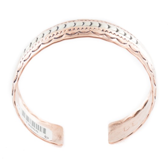 Navajo .925 Sterling Silver Hammered Certified Authentic Handmade Native American Pure Copper Bracelet 13055-6