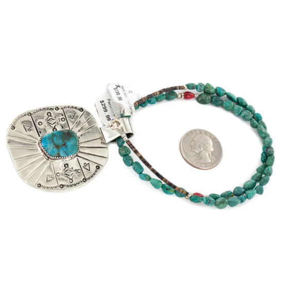 Arrows Nickel .925 Sterling Silver Handmade Navajo Coral Natural Turquoise Native American Necklace 12812-2-750118-17 Arrows Nickel .925 Sterling Silver Handmade Navajo Coral Natural Turquoise Native American Necklace 12812-2-750118-17