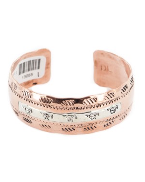 Horse Navajo .925 Sterling Silver Certified Authentic Handmade Native American Pure Copper Bracelet 13055-1
