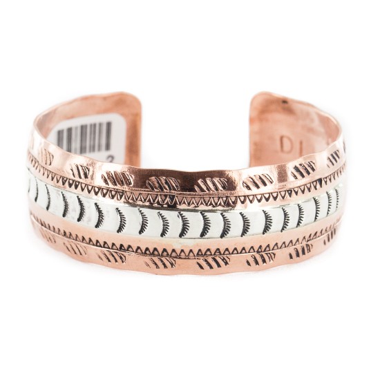 Navajo .925 Sterling Silver Certified Authentic Handmade Native American Pure Copper Bracelet 13055-3