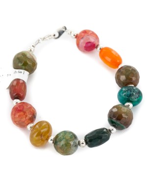 Navajo .925 Sterling Silver Certified Authentic Quartz and Agate Native American Bracelet 13052-1