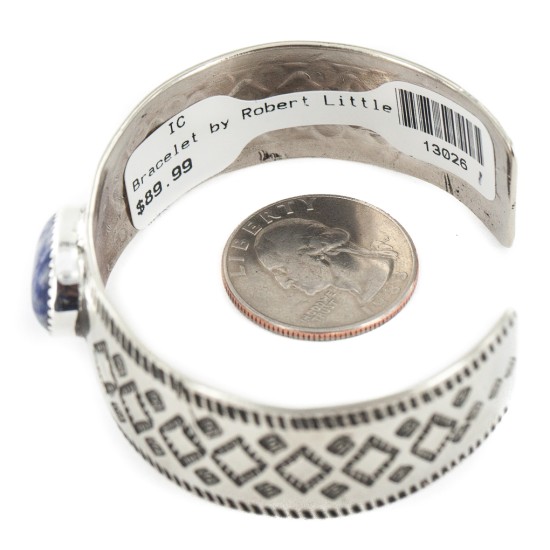 Nickel Navajo Handmade Certified Authentic Natural Lapis Native American Bracelet 13026-1