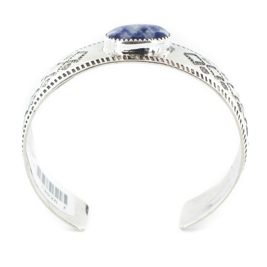 Nickel Navajo Handmade Certified Authentic Natural Lapis Native American Bracelet 13026-1