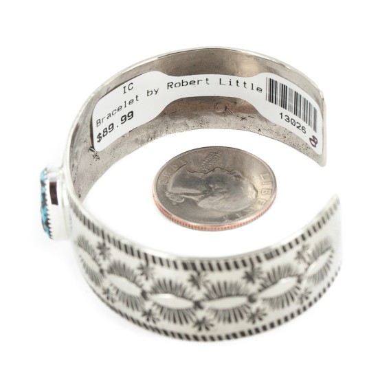 Nickel Navajo Handmade Certified Authentic Natural Turquoise Native American Bracelet 13026-8