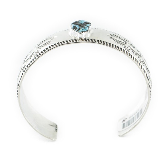 Nickel Navajo Handmade Certified Authentic Natural Turquoise Native American Bracelet 13026-8