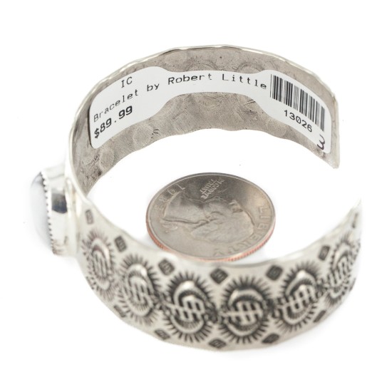 Nickel Navajo Handmade Certified Authentic White Howlite Native American Bracelet 13026-3