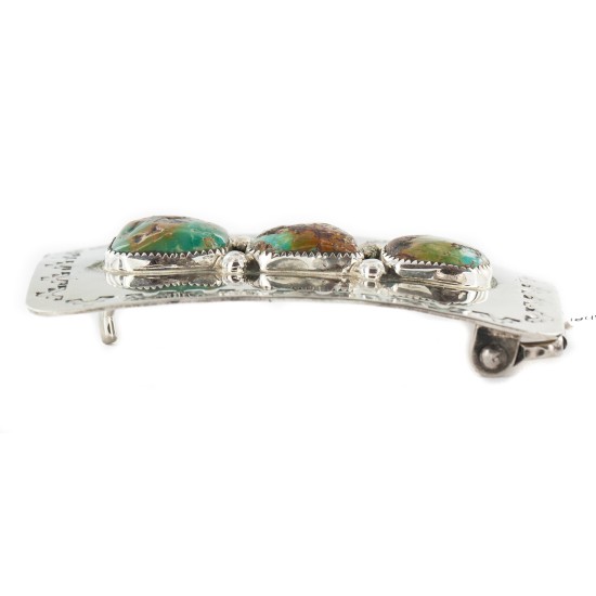 Certified Authentic Handmade Navajo Nickel Natural Turquoise Native American Buckle 1215