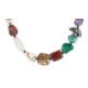 Bear Certified Authentic .925 Sterling Silver Navajo Natural Turquoise Multicolor Stones Native American Necklace 750195-2