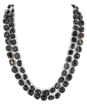 2 Strand .925 Sterling Silver Certified Authentic Navajo Natural Tigers Eye Native American Necklace 24482 2 Strand .925 Sterling Silver Certified Authentic Navajo Natural Tigers Eye Native American Necklace 24482