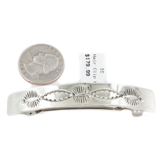 Certified Authentic Handmade Nickel Navajo Native American Hair Barrette 10343-1