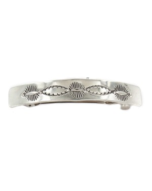 Certified Authentic Handmade Nickel Navajo Native American Hair Barrette 10343-1