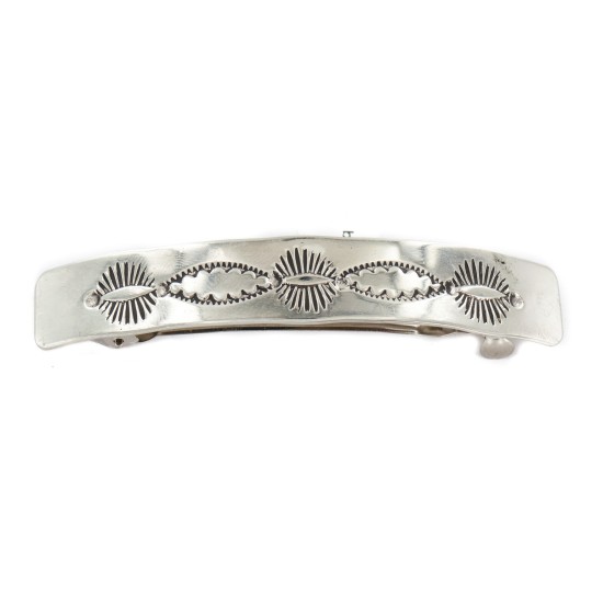 Certified Authentic Handmade Nickel Navajo Native American Hair Barrette 10343-1