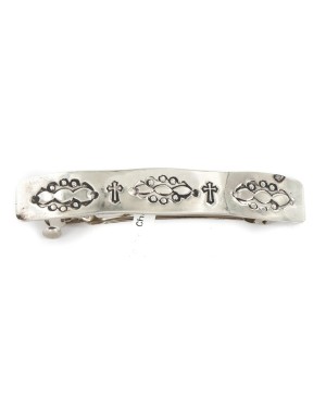 Cross Certified Authentic Handmade Nickel Navajo Native American Hair Barrette 10343-6