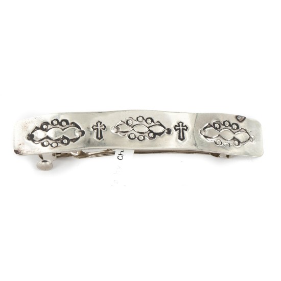 Cross Certified Authentic Handmade Nickel Navajo Native American Hair Barrette 10343-6