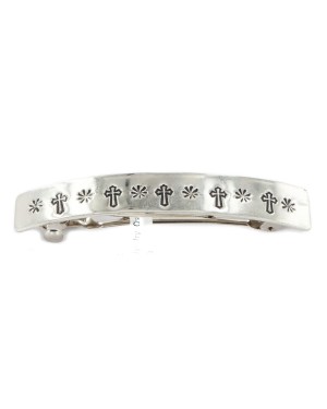 Handmade Certified Authentic Cross Nickel Navajo Native American Hair Barrette 10344-3