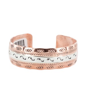 Navajo .925 Sterling Silver Handmade Certified Authentic Pure Copper Native American Bracelet 13055-9