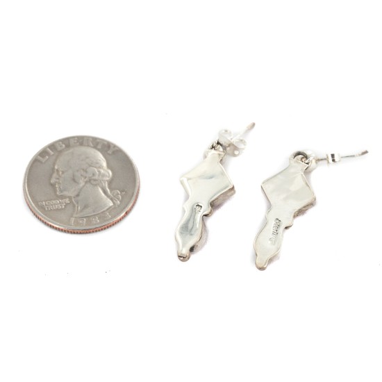 Certified Authentic Handmade Navajo .925 Sterling Silver Coral Native American Dangle Earrings 27216-3