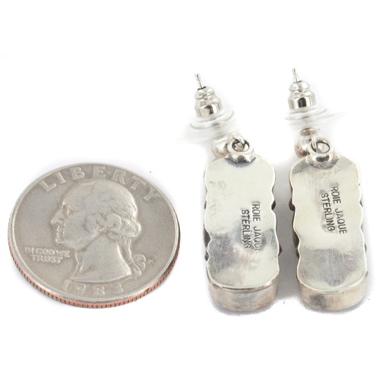Certified Authentic Handmade Navajo .925 Sterling Silver Natural Purple Spiny Oyster Native American Dangle Earrings 27216-1