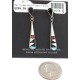 Inlay Drop Handmade Certified Authentic Zuni .925 Sterling Silver Natural Turquoise Mother Of Pearl Black Onyx Coral Native American Dangle Earrings 27213-3