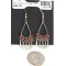Handmade Zuni .925 Sterling Silver Coral Native American Dangle Earrings 27214-4