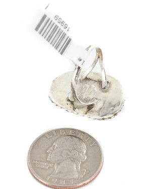 Handmade Silver Certified Authentic Navajo White Buffalo Native American Ring 16959-1