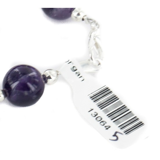 Certified Authentic Navajo Nickel Natural Amethyst Native American Bracelet 13064-5