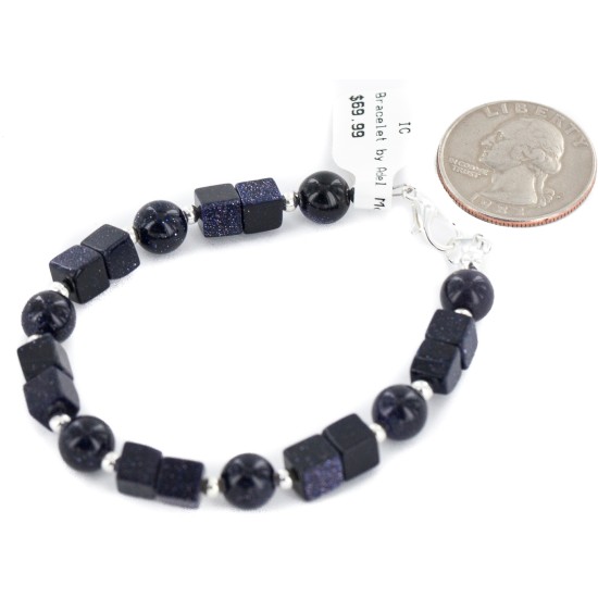 Nickel Certified Authentic Navajo Natural Purple Goldstone Native American Bracelet 13063-1