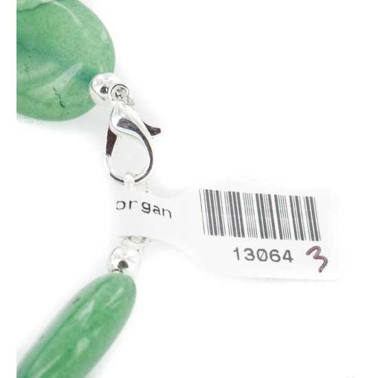 Certified Authentic Nickel Navajo Natural Jade Native American Bracelet 13064-3