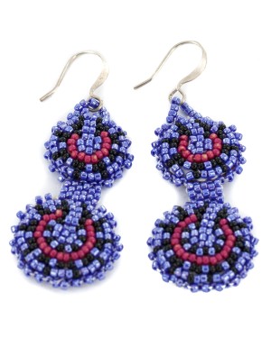 Certified Authentic Handmade Beaded Navajo Native American Dangle Earrings  27179