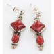 Certified Authentic Handmade Navajo .925 Sterling Silver Coral Native American Dangle Earrings 27216-3