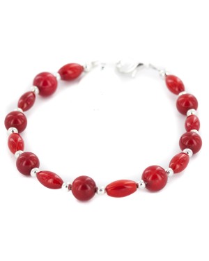 Certified Authentic Navajo Nickel Coral Native American Bracelet 13064-1