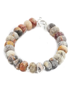 Certified Authentic Navajo Nickel Natural Agate Native American Bracelet 13066-3