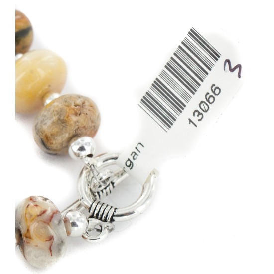 Certified Authentic Navajo Nickel Natural Agate Native American Bracelet 13066-3