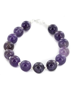 Certified Authentic Navajo Nickel Natural Amethyst Native American Bracelet 13064-5