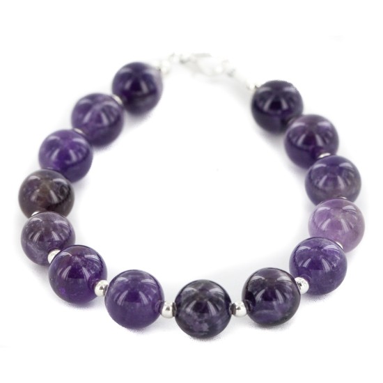 Certified Authentic Navajo Nickel Natural Amethyst Native American Bracelet 13064-5