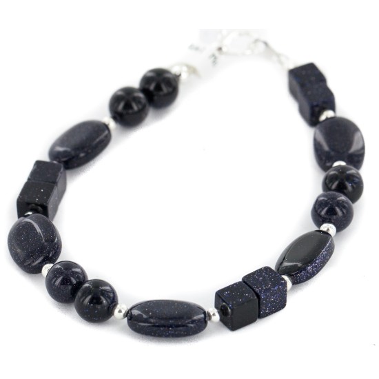 Certified Authentic Navajo Nickel Natural Purple Goldstone Native American Bracelet 13063-2