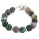 Certified Authentic Nickel Navajo Natural Green Agate Native American Bracelet 13066-1